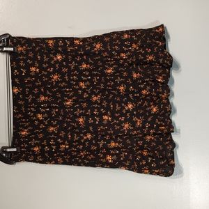Madewell Black and Orange Floral Skirt